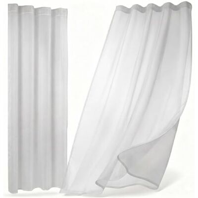 BEAUTEX Vorhang mit U-Band 140x250 cm (Farbe Wählbar) transparente Kräuselband Gardine, Dolly (Weiß) BEAUTEX Vorhang mit U-Band 140x250 cm (Farbe Wählbar) transparente Kräuselband Gardine, Dolly (Weiß)