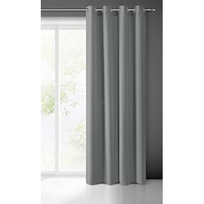 Eurofirany Rita Vorhang Gardine Glatt Schlicht Einfarbig 8 Ösen Modern Schlafzimmer Wohnzimmer Lounge Kinderzimmer 1 Stück Einzeln, Polyester, Grau, 140X250cm Eurofirany Rita Vorhang Gardine Glatt Schlicht Einfarbig 8 Ösen Modern Schlafzimmer Wohnzimmer Lounge Kinderzimmer 1 Stück Einzeln, Polyester, Grau, 140X250cm