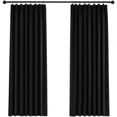 Deconovo Blickdichte Vorhänge mit Kräuselband Gardinen für Schienen Schwarz 2er Set, H 245 x B 140 cm, Thermal Curtains, Schlafzimmer Gardinen, Schlafzimmer Vorhänge, für gegen Kälte, UV-schutz Deconovo Blickdichte Vorhänge mit Kräuselband Gardinen für Schienen Schwarz 2er Set, H 245 x B 140 cm, Thermal Curtains, Schlafzimmer Gardinen, Schlafzimmer Vorhänge, für gegen Kälte, UV-schutz