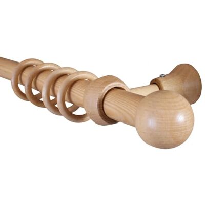 iso-design Holz Gardinenstange mit Endstück Kugel Farbe Eiche hell, 28 mm Durchmesser, Gardinenstange mit Gardinenringen 120 cm iso-design Holz Gardinenstange mit Endstück Kugel Farbe Eiche hell, 28 mm Durchmesser, Gardinenstange mit Gardinenringen 120 cm