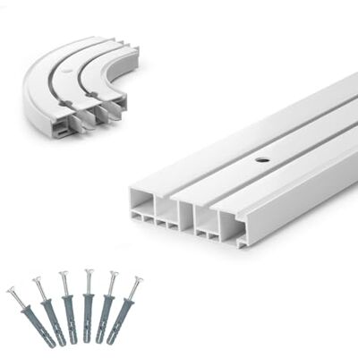 DQ-PP GARDINENSCHIENEN und Rundbogen Set – 270cm – PVC – 2-läufig – Weiss – inkl. Befestigungsmaterial – 2,7m (3 x 90cm + 2 x Verbinder) – Gardinen Schiene Vorhangschienen DQ-PP GARDINENSCHIENEN und Rundbogen Set – 270cm – PVC – 2-läufig – Weiss – inkl. Befestigungsmaterial – 2,7m (3 x 90cm + 2 x Verbinder) – Gardinen Schiene Vorhangschienen