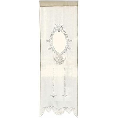 Loberon Gardine Loiret, Creme Mit verlaufendem Hohlsaum, Romantisch verspielter Look, Mit wertvoller Medaillon-Stickerei Loberon Gardine Loiret, Creme Mit verlaufendem Hohlsaum, Romantisch verspielter Look, Mit wertvoller Medaillon-Stickerei