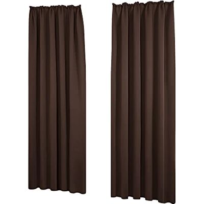 Deconovo Blackout Curtain mit Kräuselband Vorhänge Sichtschutz Dunkelbraun 2er Set, H 160 x B 140 cm, Gardinen mit Kräuselband, Hitzeschutz, Wohnzimmer, Sichtschutz Vorhang, Wärmehaltung, Wohnzimmer Deconovo Blackout Curtain mit Kräuselband Vorhänge Sichtschutz Dunkelbraun 2er Set, H 160 x B 140 cm, Gardinen mit Kräuselband, Hitzeschutz, Wohnzimmer, Sichtschutz Vorhang, Wärmehaltung, Wohnzimmer