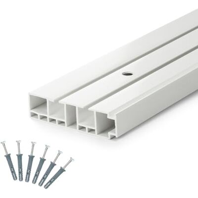 DQ-PP GARDINENSCHIENE – 240cm – PVC – 2-läufig – Weiss – inkl. Befestigungsmaterial – 2,4m (150cm + 90cm + Verbinder) – Gardinen Schiene Vorhangschienen DQ-PP GARDINENSCHIENE – 240cm – PVC – 2-läufig – Weiss – inkl. Befestigungsmaterial – 2,4m (150cm + 90cm + Verbinder) – Gardinen Schiene Vorhangschienen