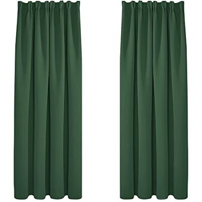 Deconovo Verdunkelungsvorhang Kräuselband Blickdicht Übergardinen Waldgrün 2er Set, H 220 x B 140 cm, Thermovorhang Hitzeschutz, Wohnzimmer Gardinen, Curtains for Bedroom, für Schienen, Sichtschutz Deconovo Verdunkelungsvorhang Kräuselband Blickdicht Übergardinen Waldgrün 2er Set, H 220 x B 140 cm, Thermovorhang Hitzeschutz, Wohnzimmer Gardinen, Curtains for Bedroom, für Schienen, Sichtschutz