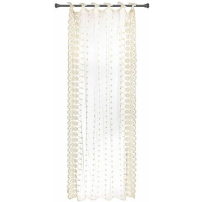 Loberon Gardine Elaisa, Creme Romantischer Look, Edler Spitzenstoff mit Blütenornamenten, Leicht & lichtdurchlässig Loberon Gardine Elaisa, Creme Romantischer Look, Edler Spitzenstoff mit Blütenornamenten, Leicht & lichtdurchlässig