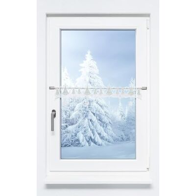 Plauener Spitze Scheibengardine Winterstille (Bx H) 80cm * 19cm weiß/Weiß-Grün Plauener Spitze Scheibengardine Winterstille (Bx H) 80cm * 19cm weiß/Weiß-Grün