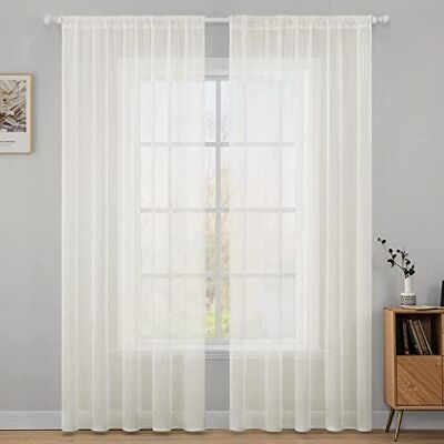MIULEE Vorhänge Gardinen, Stangendurchzug Elfenbein, 2er Set 225x140cm Transparente Gardine aus Voile, Luftig Leicht, Einfarbig Dekoschal für Wohnzimmer & Schlafzimmer MIULEE Vorhänge Gardinen, Stangendurchzug Elfenbein, 2er Set 225x140cm Transparente Gardine aus Voile, Luftig Leicht, Einfarbig Dekoschal für Wohnzimmer & Schlafzimmer