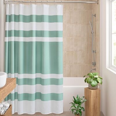 Madison Park Spa Waffel-Duschvorhang, Stoff mit 3M Scotchgard Feuchtigkeitsmanagement, Moderne Heimdekoration, 182,9 x 182,9 cm, Aqua Madison Park Spa Waffel-Duschvorhang, Stoff mit 3M Scotchgard Feuchtigkeitsmanagement, Moderne Heimdekoration, 182,9 x 182,9 cm, Aqua