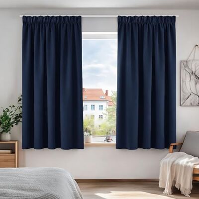 Deconovo Gardinen für Schienensystem Blickdicht Vorhänge Deko Dunkelblau 2er Set, H 138 x B 168 cm, Thermal Curtains, Schlafzimmer Gardinen, Raumtrenner Vorhang, Gardinen Kurz, für Schienensystem Deconovo Gardinen für Schienensystem Blickdicht Vorhänge Deko Dunkelblau 2er Set, H 138 x B 168 cm, Thermal Curtains, Schlafzimmer Gardinen, Raumtrenner Vorhang, Gardinen Kurz, für Schienensystem