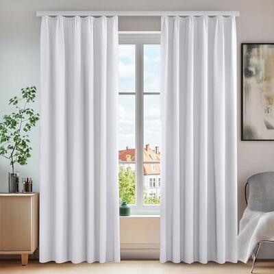 Deconovo Blackout Curtain mit Kräuselband Vorhänge Sichtschutz Silber Grau 2er Set, H 290 x B 140 cm, Gardinen mit Kräuselband, Hitzeschutz, Wohnzimmer, Sichtschutz Vorhang, Wärmehaltung, Wohnzimmer Deconovo Blackout Curtain mit Kräuselband Vorhänge Sichtschutz Silber Grau 2er Set, H 290 x B 140 cm, Gardinen mit Kräuselband, Hitzeschutz, Wohnzimmer, Sichtschutz Vorhang, Wärmehaltung, Wohnzimmer