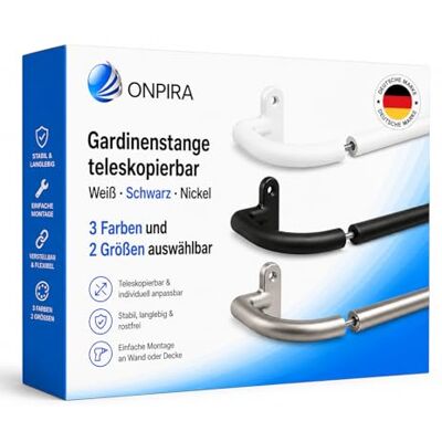 ONPIRA ® Gardinenstange Schwarz ausziehbar für Verdunkelungsvorhänge in 3 Farben und 2 Größen auswählbar Raumabdunkelung Vorhangstange Fenster Wandmontage Teleskopstange (Schwarz, 120-230cm) ONPIRA ® Gardinenstange Schwarz ausziehbar für Verdunkelungsvorhänge in 3 Farben und 2 Größen auswählbar Raumabdunkelung Vorhangstange Fenster Wandmontage Teleskopstange (Schwarz, 120-230cm)