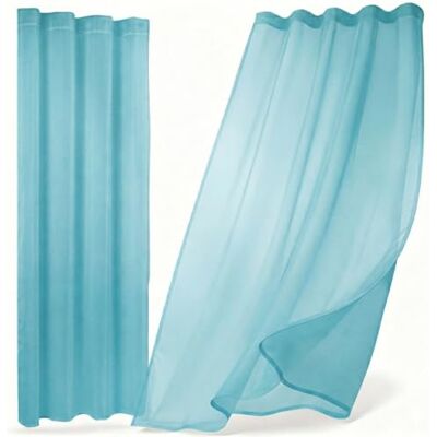 BEAUTEX Vorhang mit Kräuselband oder Ösen, transparente Gardine Dolly, Farbe und Größe wählbar (Kräuselband Breite 290 cm Höhe 250 cm 1 Stück Türkis) BEAUTEX Vorhang mit Kräuselband oder Ösen, transparente Gardine Dolly, Farbe und Größe wählbar (Kräuselband Breite 290 cm Höhe 250 cm 1 Stück Türkis)