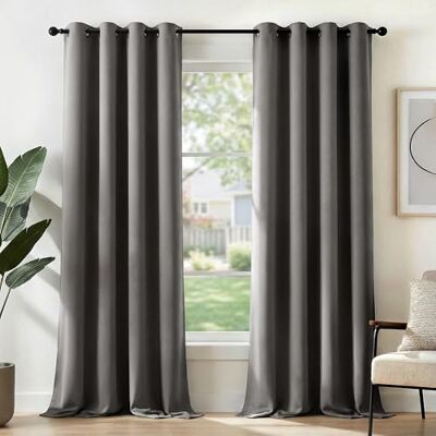 Deconovo Verdunkelungsvorhang Blickdicht Hitzeschutz Übergardinen Hellgrau 2er Set, H245 x B140 cm, Thermogardine Wärmeisolierend, für Wohnzimmer, Schlafzimmer Gardinen, Thermal Curtain, Sichtschutz Deconovo Verdunkelungsvorhang Blickdicht Hitzeschutz Übergardinen Hellgrau 2er Set, H245 x B140 cm, Thermogardine Wärmeisolierend, für Wohnzimmer, Schlafzimmer Gardinen, Thermal Curtain, Sichtschutz