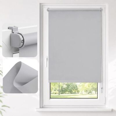SALCAR Thermorollo ohne Bohren Klemmfix Verdunkelungsrollo für Fenster & Tür, Seitenzugrollo mit 18mm Alurohr & Thermo-Beschichtung, Sonnenschutz Hitzeschutz Sichtschutz, Hellgrau, B 60 x H 130 cm SALCAR Thermorollo ohne Bohren Klemmfix Verdunkelungsrollo für Fenster & Tür, Seitenzugrollo mit 18mm Alurohr & Thermo-Beschichtung, Sonnenschutz Hitzeschutz Sichtschutz, Hellgrau, B 60 x H 130 cm