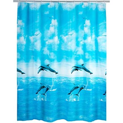 WENKO Duschvorhang Dolphin wasserdicht, pflegeleicht, Polyethylen-Vinylacetat, 180 x 200 cm, Mehrfarbig WENKO Duschvorhang Dolphin wasserdicht, pflegeleicht, Polyethylen-Vinylacetat, 180 x 200 cm, Mehrfarbig