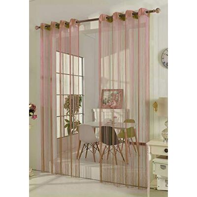 Gardinenbox Fadengardine Fadenstore Vorhang mit Ösen Raumteiler 140 x 250 cm, Rosa, 20304 Gardinenbox Fadengardine Fadenstore Vorhang mit Ösen Raumteiler 140 x 250 cm, Rosa, 20304