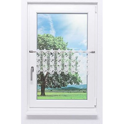 Plauener Spitze Scheibengardine Blättergirlande #1W (Bx H) 116cm * 42cm weiß Plauener Spitze Scheibengardine Blättergirlande #1W (Bx H) 116cm * 42cm weiß