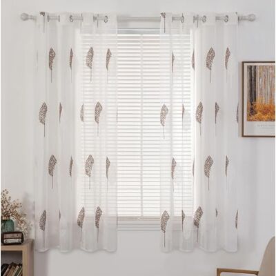 MIULEE Gardinen mit Kaffee und Weiss Blätter Muster 2er Set 140x175cm Modern Stickerei Wohnzimmer Vorhänge Transparent mit ösen für Schlafzimmer Deko, Schöne Blätter Muster Vorhang Fenster MIULEE Gardinen mit Kaffee und Weiss Blätter Muster 2er Set 140x175cm Modern Stickerei Wohnzimmer Vorhänge Transparent mit ösen für Schlafzimmer Deko, Schöne Blätter Muster Vorhang Fenster