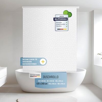 Rapid Teck Halb-Kassetten Duschrollo 120 cm x 240 cm in verschiedenen Designs Duschvorhang mit Seilzug – moderner Badewannenvorhang – platzsparendes Duschvorhang Rollo Rapid Teck Halb-Kassetten Duschrollo 120 cm x 240 cm in verschiedenen Designs Duschvorhang mit Seilzug – moderner Badewannenvorhang – platzsparendes Duschvorhang Rollo