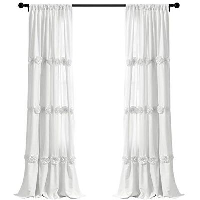 Lush Decor , Weißer Darla Fenstervorhang, Einzelbahn, 213,4 x 101,6 cm (16T005086) Lush Decor , Weißer Darla Fenstervorhang, Einzelbahn, 213,4 x 101,6 cm (16T005086)