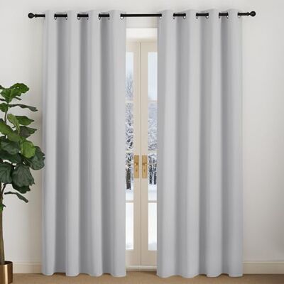 NICETOWN Thermovorhang Kälteschutz Vorhang Grau Blickdicht Ösen Türvorhang H200 x B140 cm, 2er Set, Hellgrau, Blackout Curtain, Gardinen Wohnzimmer Modern, Übergardinen für Schlafzimmer, Sichtschutz NICETOWN Thermovorhang Kälteschutz Vorhang Grau Blickdicht Ösen Türvorhang H200 x B140 cm, 2er Set, Hellgrau, Blackout Curtain, Gardinen Wohnzimmer Modern, Übergardinen für Schlafzimmer, Sichtschutz