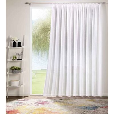 deco home Gardinen Store Voile Effekt Vorhang mit Kräuselband, transparent Weiß, in verschiedenen Größen 600 x 175 cm deco home Gardinen Store Voile Effekt Vorhang mit Kräuselband, transparent Weiß, in verschiedenen Größen 600 x 175 cm