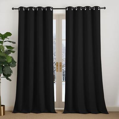 NICETOWN Thermovorhang Kälteschutz Vorhang Schwarz Verdunklungsvorhänge H240 x B140 cm, 2er Set, Blickdichte Vorhänge, Wärmeschutzvorhang Tür, Moderne Gardinen, Curtains for Bedroom, Living Room NICETOWN Thermovorhang Kälteschutz Vorhang Schwarz Verdunklungsvorhänge H240 x B140 cm, 2er Set, Blickdichte Vorhänge, Wärmeschutzvorhang Tür, Moderne Gardinen, Curtains for Bedroom, Living Room