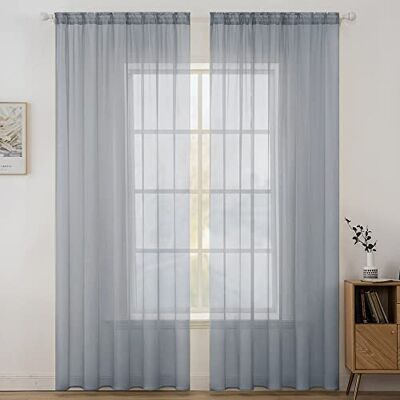 MIULEE Vorhänge Gardinen, Stangendurchzug Dunkelgrau, 2er Set 175x140cm Transparente Gardine aus Voile, Luftig Leicht, Einfarbig Dekoschal für Wohnzimmer & Schlafzimmer MIULEE Vorhänge Gardinen, Stangendurchzug Dunkelgrau, 2er Set 175x140cm Transparente Gardine aus Voile, Luftig Leicht, Einfarbig Dekoschal für Wohnzimmer & Schlafzimmer