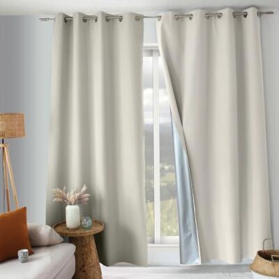 Enjoy Home ED Thermo-Verdunkelungsvorhang, Ecru, Isolierung gegen Kälte und Hitze, 100% Blickdicht, mit Ösen, 135 x 240 cm, Satin-Stoff, technisches Futter, Kollektion Oxford Enjoy Home ED Thermo-Verdunkelungsvorhang, Ecru, Isolierung gegen Kälte und Hitze, 100% Blickdicht, mit Ösen, 135 x 240 cm, Satin-Stoff, technisches Futter, Kollektion Oxford