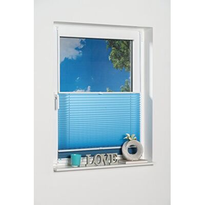 K-HOME Prato Plissee - 210cm, Blau, Doppelstoff, Ohne Bohren K-HOME Prato Plissee - 210cm, Blau, Doppelstoff, Ohne Bohren