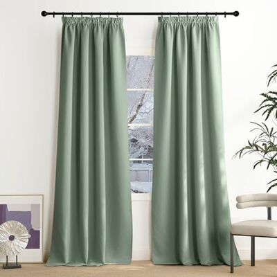 NICETOWN Salbeigrün Vorhang Verdunklungsvorhänge für Schienen Thermovorhang H240 x B140 cm, 2er Set, Thermovorhang Hitzeschutz Kräuselband, Gardinen Wohnzimmer Modern, Curtains for Bedroom, Kälteschutz NICETOWN Salbeigrün Vorhang Verdunklungsvorhänge für Schienen Thermovorhang H240 x B140 cm, 2er Set, Thermovorhang Hitzeschutz Kräuselband, Gardinen Wohnzimmer Modern, Curtains for Bedroom, Kälteschutz