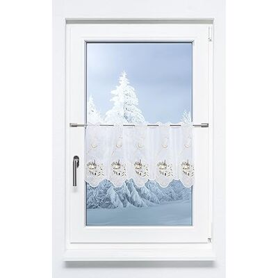 Plauener Spitze Scheibengardine Dorfkirche im Winter (Bx H) 49.20cm * 34cm Braun/terrabraun Plauener Spitze Scheibengardine Dorfkirche im Winter (Bx H) 49.20cm * 34cm Braun/terrabraun