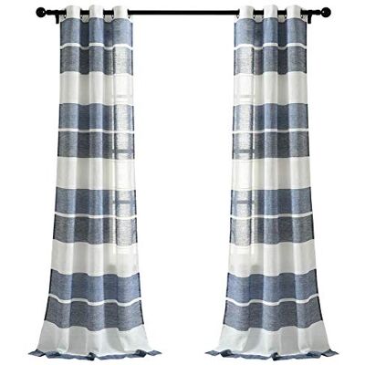 Lush Decor , Vorhang, gestreift, durchsichtig, 213 x 96,5 cm, Beige Navy Lush Decor , Vorhang, gestreift, durchsichtig, 213 x 96,5 cm, Beige Navy