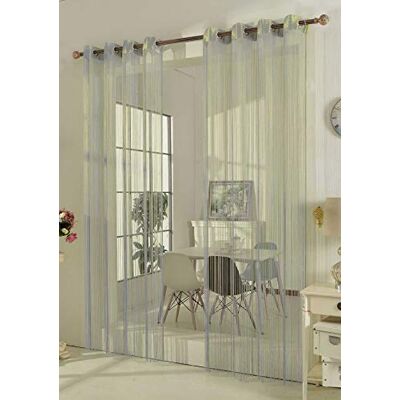 Gardinenbox Fadengardine Fadenstore Vorhang mit Ösen Raumteiler 140 x 250 cm, Grau, 20304 Gardinenbox Fadengardine Fadenstore Vorhang mit Ösen Raumteiler 140 x 250 cm, Grau, 20304
