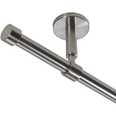 BASIT Gardinenstange Edelstahllook 16mm 1-läufig Decke Wand 140cm lang D11 Gardinenstangenset einläufig Deckenmontage & Wandmontage Metall Vorhangstange 120-600cm wählbar Kappe E16 BASIT Gardinenstange Edelstahllook 16mm 1-läufig Decke Wand 140cm lang D11 Gardinenstangenset einläufig Deckenmontage & Wandmontage Metall Vorhangstange 120-600cm wählbar Kappe E16
