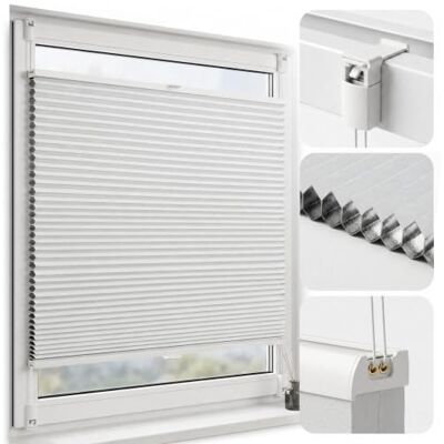 SALCAR Wabenplissee ohne Bohren Verdunkelung, Thermo Doppelplissee Klemmfix Up & Down, Hitze- & Schallschutz Plissee Faltrollo für Fenster und Türen, Weiß, B 110 x H 130 cm SALCAR Wabenplissee ohne Bohren Verdunkelung, Thermo Doppelplissee Klemmfix Up & Down, Hitze- & Schallschutz Plissee Faltrollo für Fenster und Türen, Weiß, B 110 x H 130 cm
