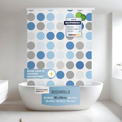 Rapid Teck Halb-Kassetten Duschrollo 80 cm x 240 cm in verschiedenen Designs Duschvorhang mit Seilzug – moderner Badewannenvorhang – platzsparendes Duschvorhang Rollo Rapid Teck Halb-Kassetten Duschrollo 80 cm x 240 cm in verschiedenen Designs Duschvorhang mit Seilzug – moderner Badewannenvorhang – platzsparendes Duschvorhang Rollo
