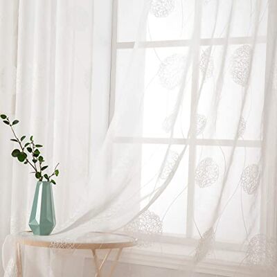 MIULEE Vorhänge Florale Stickerei Creme-Weiß, Gardinen 2er Set 140x175cm Transparent Voile Blumen Muster Vorhänge Durchsichtig mit Ösen, Leichte Dekorative Gardinen für Wohnzimmer Schlafzimmer MIULEE Vorhänge Florale Stickerei Creme-Weiß, Gardinen 2er Set 140x175cm Transparent Voile Blumen Muster Vorhänge Durchsichtig mit Ösen, Leichte Dekorative Gardinen für Wohnzimmer Schlafzimmer