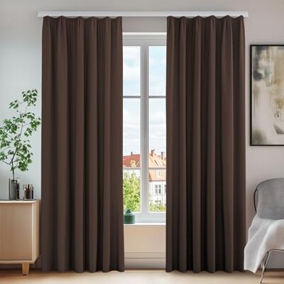 Deconovo Blackout Curtain mit Kräuselband Vorhänge Sichtschutz Dunkelbraun 2er Set, H 245 x B 140 cm, Gardinen mit Kräuselband, Hitzeschutz, Wohnzimmer, Sichtschutz Vorhang, Wärmehaltung, Wohnzimmer Deconovo Blackout Curtain mit Kräuselband Vorhänge Sichtschutz Dunkelbraun 2er Set, H 245 x B 140 cm, Gardinen mit Kräuselband, Hitzeschutz, Wohnzimmer, Sichtschutz Vorhang, Wärmehaltung, Wohnzimmer