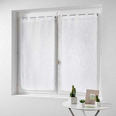 Douceur d'Intérieur Hantona Paar Schlaufen gerade, Leinen-Effekt, gewebt, Polyester, Polyester, weiß, 160 x 60 cm Douceur d'Intérieur Hantona Paar Schlaufen gerade, Leinen-Effekt, gewebt, Polyester, Polyester, weiß, 160 x 60 cm