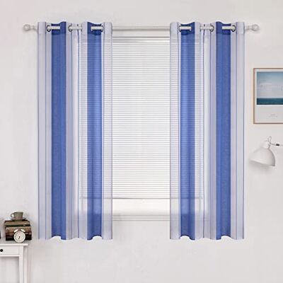 MIULEE Voile Gardinen Blau-Weiß mit Ösen 2er Set 140x175 cm Halbtransparenter Voile mit Streifenmuster für Wohnzimmer, Schlafzimmer und kleine Fenster. MIULEE Voile Gardinen Blau-Weiß mit Ösen 2er Set 140x175 cm Halbtransparenter Voile mit Streifenmuster für Wohnzimmer, Schlafzimmer und kleine Fenster.