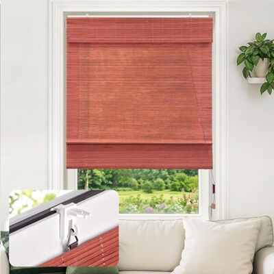 Victoria Klemmfix Bambus Raffrollo Sonnenschutz Sichtschutz Rollo Seitenzugrollo ohne Bohren, für Fenster und Türen, 50 x 130 cm, Kirsche Victoria Klemmfix Bambus Raffrollo Sonnenschutz Sichtschutz Rollo Seitenzugrollo ohne Bohren, für Fenster und Türen, 50 x 130 cm, Kirsche