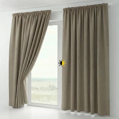 BEAUTEX 2er Set Kräuselband Verdunkelungsvorhang mit U-Band, Gardinen abdunkelnd und Blickdicht (B=140 cm, H=145 cm, Hellbraun) BEAUTEX 2er Set Kräuselband Verdunkelungsvorhang mit U-Band, Gardinen abdunkelnd und Blickdicht (B=140 cm, H=145 cm, Hellbraun)