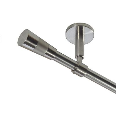 BASIT Gardinenstange Edelstahllook 16mm 1-läufig Decke Wand 200cm lang D11 Gardinenstangenset einläufig Deckenmontage & Wandmontage Metall Vorhangstange 120-600cm wählbar Kappe Kegel E11 BASIT Gardinenstange Edelstahllook 16mm 1-läufig Decke Wand 200cm lang D11 Gardinenstangenset einläufig Deckenmontage & Wandmontage Metall Vorhangstange 120-600cm wählbar Kappe Kegel E11