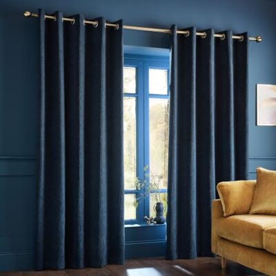 Catherine Lansfield Crinkle Chenille Vorhänge mit Ösen, 117,8 x 183,9 cm, Blau Catherine Lansfield Crinkle Chenille Vorhänge mit Ösen, 117,8 x 183,9 cm, Blau
