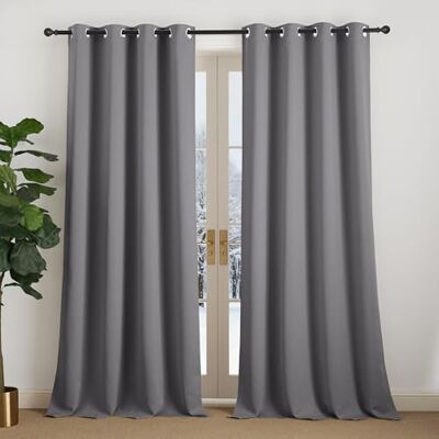 NICETOWN Grau Thermo Vorhang gegen Kälte Verdunklungsvorhänge mit Ösen H240 x B140 cm, Gardinenschals 2er Set, Türvorhang Kälteschutz, Blackout Curtains for Bedroom, Wärmeisolierend, Modern NICETOWN Grau Thermo Vorhang gegen Kälte Verdunklungsvorhänge mit Ösen H240 x B140 cm, Gardinenschals 2er Set, Türvorhang Kälteschutz, Blackout Curtains for Bedroom, Wärmeisolierend, Modern