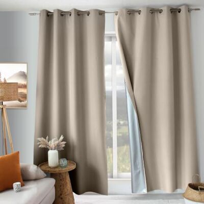 Enjoy Home ED Thermo-Verdunkelungsvorhang, beige, kälteisolierend, schützt vor Kälte und Hitze, 100% Blickdicht, mit Ösen, 135 x 240 cm, Satinstoff, technisches Futter, Kollektion Oxford Enjoy Home ED Thermo-Verdunkelungsvorhang, beige, kälteisolierend, schützt vor Kälte und Hitze, 100% Blickdicht, mit Ösen, 135 x 240 cm, Satinstoff, technisches Futter, Kollektion Oxford