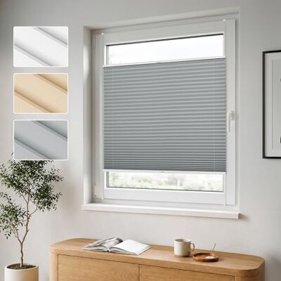 Jalousiescout TDBU Plissee Klemmfix ohne Bohren, 45x100cm (BxH), Grau Easyfix Allday Plisseerollo Faltrollo Sichtschutz Fenster Sonnenschutz, Klemmträger Lichtdurchlässig Rollo für Fenster & Tür Jalousiescout TDBU Plissee Klemmfix ohne Bohren, 45x100cm (BxH), Grau Easyfix Allday Plisseerollo Faltrollo Sichtschutz Fenster Sonnenschutz, Klemmträger Lichtdurchlässig Rollo für Fenster & Tür
