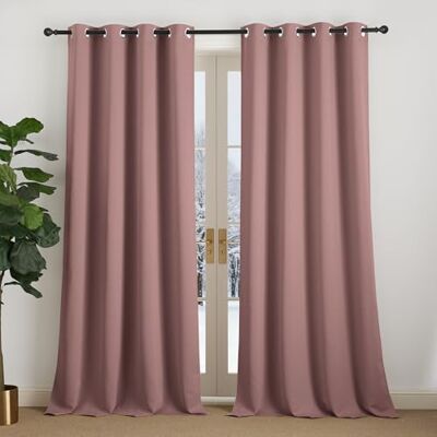 NICETOWN Verdunkelungsvorhang Gardinen mit Ösen Thermovorhänge gegen Kälte H240 x B140 cm, Altrosa, 2er Set, Gardinen Wohnzimmer Modern, Curtains for Bedroom, Wärmeschutzvorhang Tür, Sichtschutz NICETOWN Verdunkelungsvorhang Gardinen mit Ösen Thermovorhänge gegen Kälte H240 x B140 cm, Altrosa, 2er Set, Gardinen Wohnzimmer Modern, Curtains for Bedroom, Wärmeschutzvorhang Tür, Sichtschutz